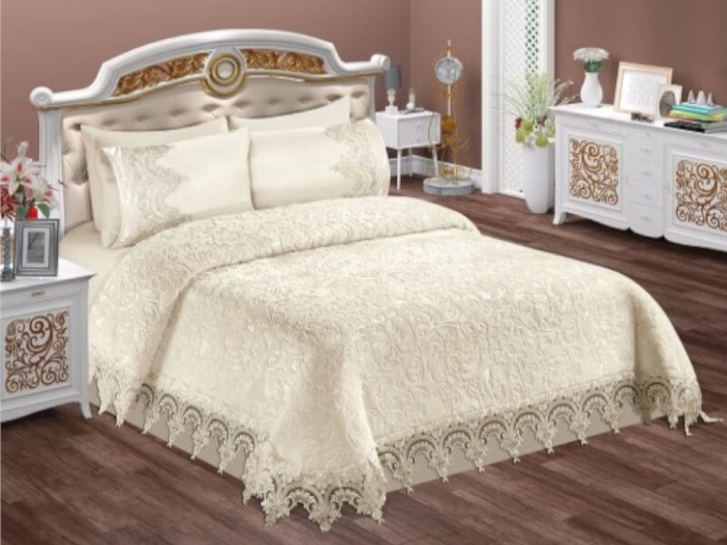 Νυφικό Σετ Κρεβατιού Υπέρδιπλο Osmanli 6 Τεμαχίων Γαρύφαλλο | Γαρύφαλλο - Λευκά Είδη